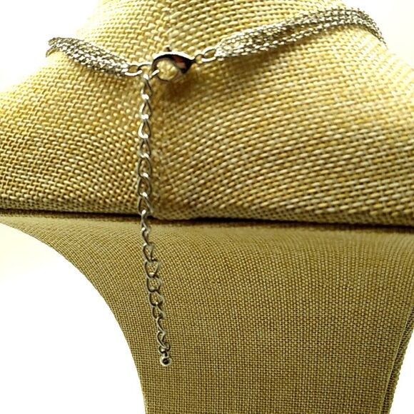 Multi-Chain Tassel Necklace Silver-tone with Faceted Sapphire Glass Beads NWOT - Picture 9 of 13